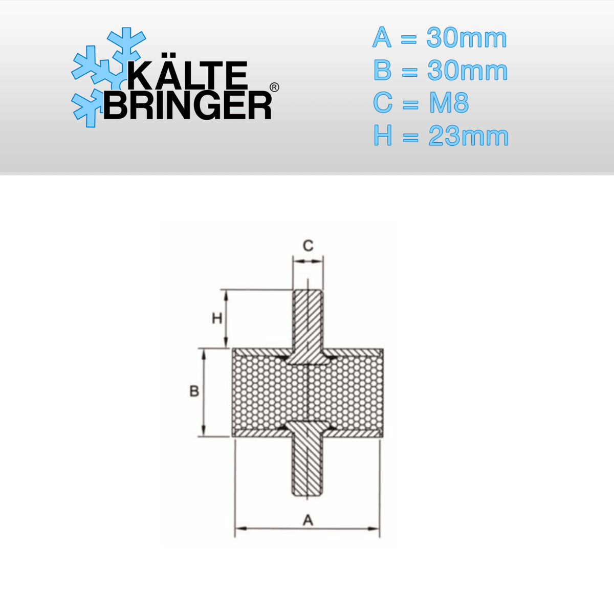 Kältebringer® Klimaanlagen & Wärmepumpen Antivibrationsfüße M8, Zubehör, Kältebringer